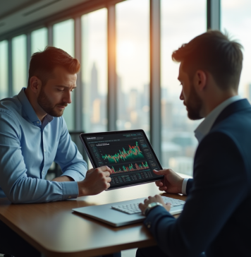 Revenue des fonds d’investissement : Comment fonctionne-t-il ? Professionnels analysant des graphiques financiers dans un bureau lumineux