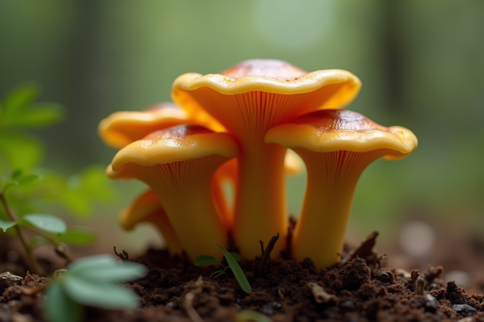 champignons-funnel-chanterelle-nature Champignons funnel chanterelle frais en forêt naturelle