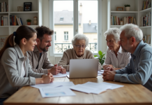 Famille multigenerational autour d'une table à Paris