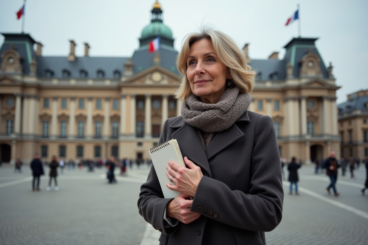 Femme francaise contemplant devant l