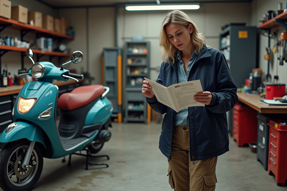 Femme examinant un manuel près d
