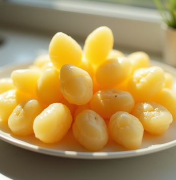 Jujubes et morceaux de jacquier sur une assiette lumineuse
