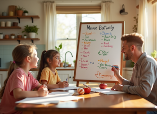 Tableau familiale: organisation des tâches quotidiennes
