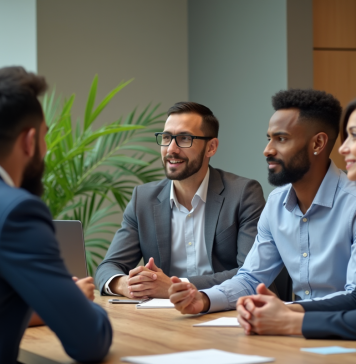 Groupe de professionnels en réunion au bureau