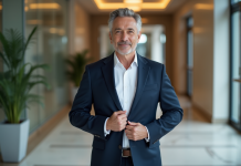 Critères d’une tenue correcte : quelle importance pour l’image ? Homme d'affaires en costume dans un lobby moderne