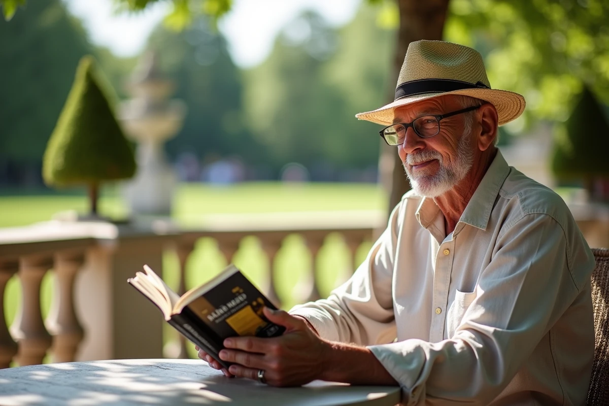 Homme en terrasse de café dans le parc de Baguatelle