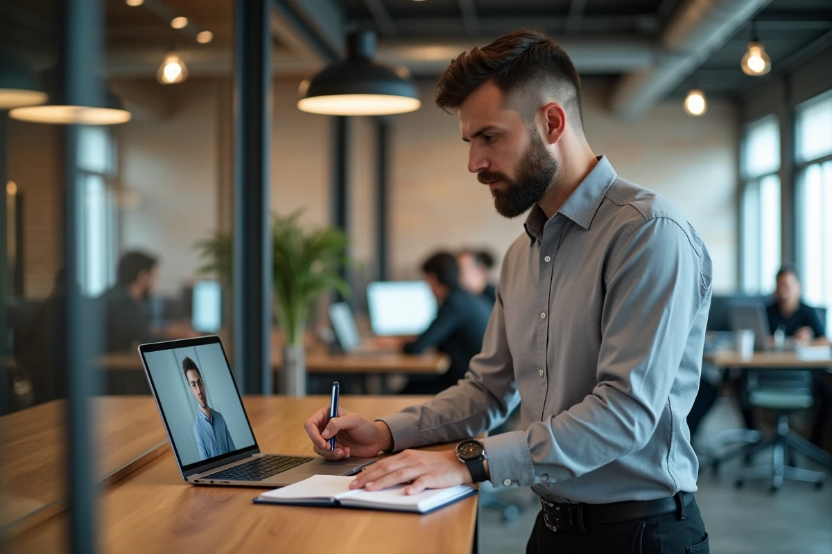 Homme discutant dans un espace de coworking moderne