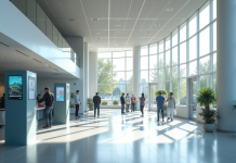 Hall d'hôpital moderne à Aix en Provence avec lumière naturelle