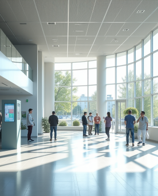 Hall d'hôpital moderne à Aix en Provence avec lumière naturelle
