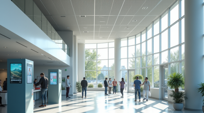 Hall d'hôpital moderne à Aix en Provence avec lumière naturelle