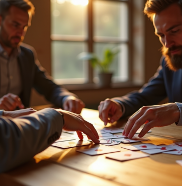 Deux personnes jouent à la crapette en lumière naturelle