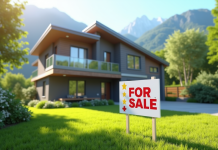 Maison moderne à vendre avec jardin ensoleillé et montagnes