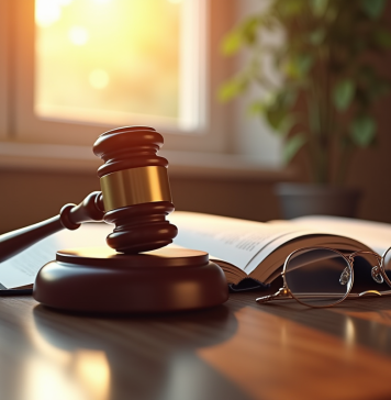 Marteau de juge et livre de droit civil sur un bureau