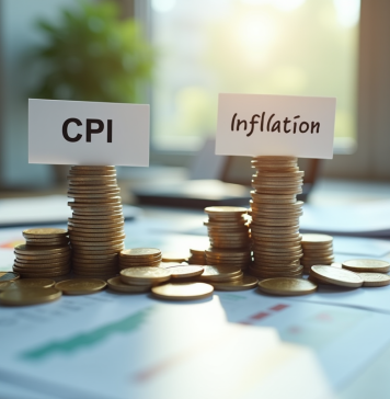 IPC vs inflation : quelle est la différence ? Comprendre et distinguer Deux tas de pièces avec CPI et Inflation sur une table lumineuse